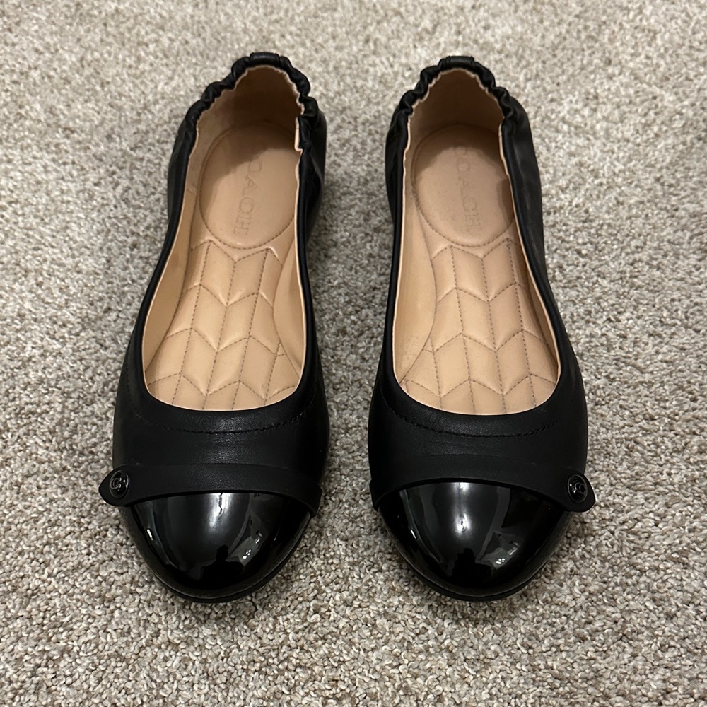 Coach Black Flats with Quilted Insole